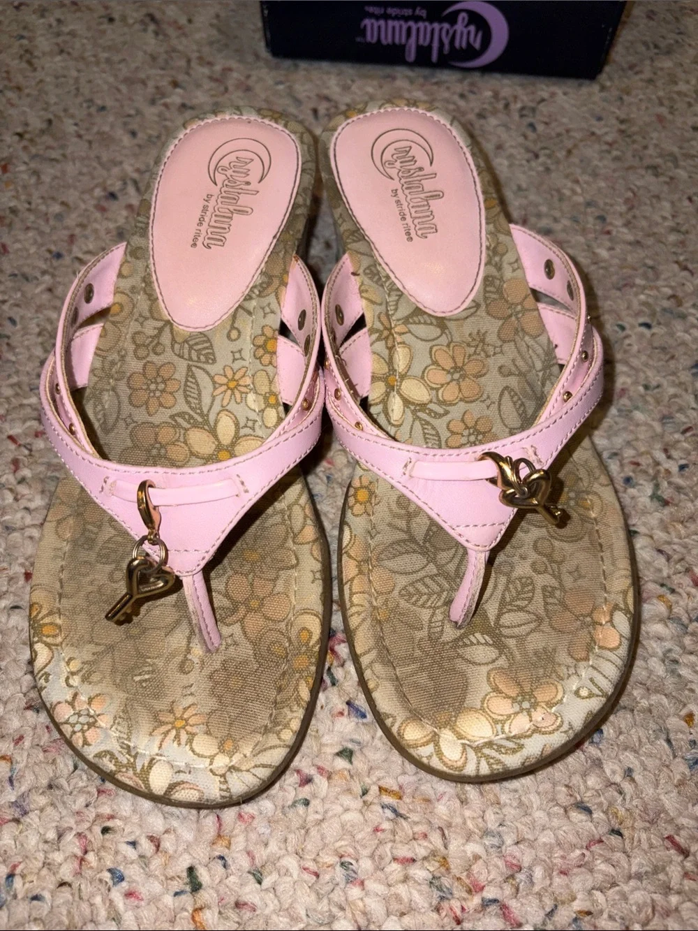 Girls' Pink Floral Slip-On Sandals